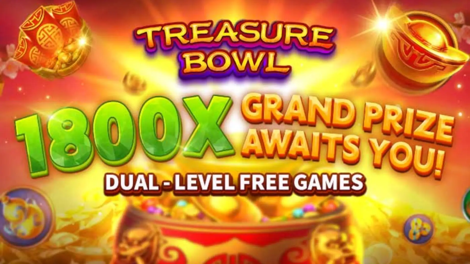 Multiplicadores Treasure Bowl e7game - 7777x Máximo com Tigela Dourada